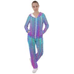 Blue Magenta Speckles Line Women s Tracksuit