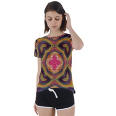 Kaleidoscope Art Pattern Ornament Short Sleeve Open Back Tee