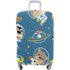 Seamless Pattern Funny Astronaut Outer Space Transportation Luggage Cover (large) by Semog4
