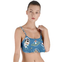 Seamless Pattern Funny Astronaut Outer Space Transportation Layered Top Bikini Top 