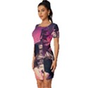 Ship Pirate Adventure Landscape Ocean Sun Heaven Fitted Knot Split End Bodycon Dress View2