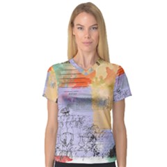Scrapbook Paris Vintage France V-neck Sport Mesh Tee