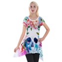 Day Of The Dead Skull Art Short Sleeve Side Drop Tunic View1
