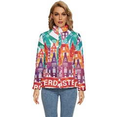 Vector Graphics Amsterdam Silhouette Women s Puffer Bubble Jacket Coat