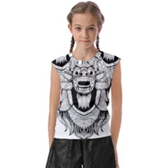 Balinese Art Barong Drawing Bali White Background People Kids  Raglan Cap Sleeve Tee