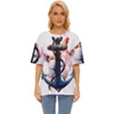 Anchor watercolor painting tattoo art anchors and birds Oversized Basic Tee View1
