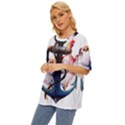 Anchor watercolor painting tattoo art anchors and birds Oversized Basic Tee View2