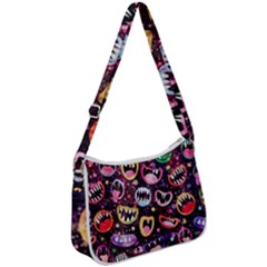 Funny Monster Mouths Zip Up Shoulder Bag