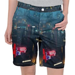 Cityscape Digital Art Women s Pocket Shorts