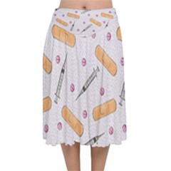 Medicine Velvet Flared Midi Skirt