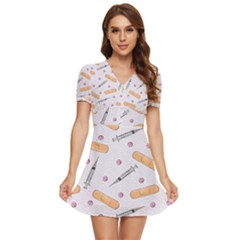 Medicine V-neck High Waist Chiffon Mini Dress