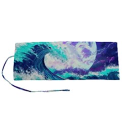 Tsunami Waves Ocean Sea Nautical Nature Water Roll Up Canvas Pencil Holder (s)