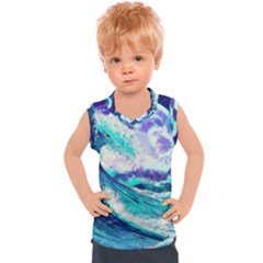 Tsunami Waves Ocean Sea Nautical Nature Water Kids  Sport Tank Top