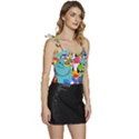 Illustration Cartoon Character Animal Cute Flowy Camisole Tie Up Top View3