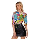 Illustration Cartoon Character Animal Cute Mid Sleeve Drawstring Hem Top View2