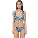The Great Wave Of Kanagawa Painting Starry Night Van Gogh Low Cut Ruffle Edge Bikini Set View1