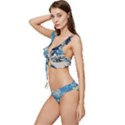 The Great Wave Of Kanagawa Painting Starry Night Van Gogh Low Cut Ruffle Edge Bikini Set View2