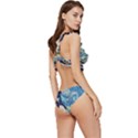 The Great Wave Of Kanagawa Painting Starry Night Van Gogh Low Cut Ruffle Edge Bikini Set View3