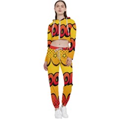 Explosion Boom Pop Art Style Cropped Zip Up Lounge Set by Sudheng