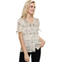 Astronomy vintage Bow Sleeve Button Up Top View3