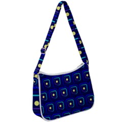 Blue Neon Squares - Modern Abstract Zip Up Shoulder Bag
