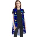 Blue Neon Squares - Modern Abstract Sleeveless Chiffon Waistcoat Shirt View1