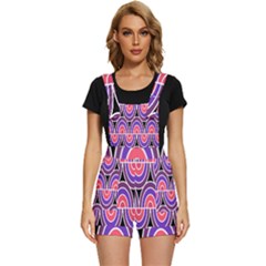 Pink, Blue, Black, Purple Tones Pop Art  Short Overalls