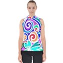 Crazy Pop Art - Doodle Circles   Mock Neck Shell Top View1