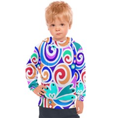 Crazy Pop Art - Doodle Circles   Kids  Hooded Pullover