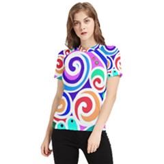 Crazy Pop Art - Doodle Circles   Women s Short Sleeve Rash Guard