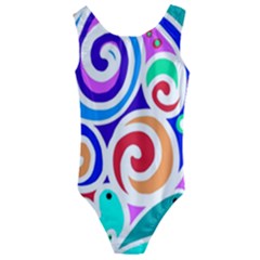 Crazy Pop Art - Doodle Circles   Kids  Cut-out Back One Piece Swimsuit