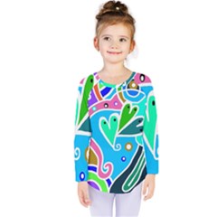 Crazy Pop Art - Doodle Hearts   Kids  Long Sleeve Tee