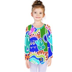 Crazy Pop Art - Doodle Buddies  Kids  Long Sleeve Tee
