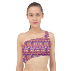 Pink Yellow Neon Squares - Modern Abstract Spliced Up Bikini Top 