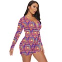 Pink Yellow Neon Squares - Modern Abstract Long Sleeve Boyleg Swimsuit View3