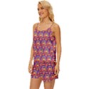 Pink Yellow Neon Squares - Modern Abstract Satin Pajama Short Set View2