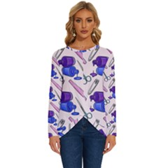 Manicure Long Sleeve Crew Neck Pullover Top