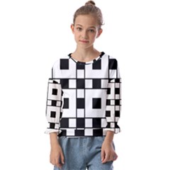Black And White Pattern Kids  Cuff Sleeve Top