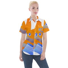 Beach Sea Shell Swimming Women s Short Sleeve Pocket Shirt