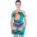 Tsunami Tidal Wave Wave Minimalist Ocean Sea 3 Women s Tee and Shorts Set View1