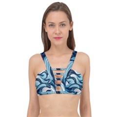 Pattern Ocean Waves Arctic Ocean Blue Nature Sea Cage Up Bikini Top