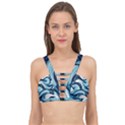 Pattern Ocean Waves Arctic Ocean Blue Nature Sea Cage Up Bikini Top View1