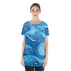 Ocean Waves Sea Abstract Pattern Water Blue Skirt Hem Sports Top
