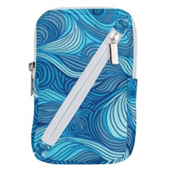 Ocean Waves Sea Abstract Pattern Water Blue Belt Pouch Bag (small)