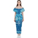 Ocean Waves Sea Abstract Pattern Water Blue Off Shoulder Ruffle Top Jumpsuit View1