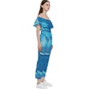 Ocean Waves Sea Abstract Pattern Water Blue Off Shoulder Ruffle Top Jumpsuit View3