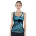 Tsunami Waves Ocean Sea Water Rough Seas Blue Racer Back Sports Top View1
