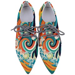 Waves Ocean Sea Abstract Whimsical Abstract Art 2 Pointed Oxford Shoes