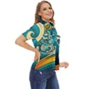 Waves Ocean Sea Abstract Whimsical Abstract Art 3 Women s Short Sleeve Double Pocket Shirt View2
