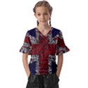 Union Jack Flag Uk Patriotic Kids  V-Neck Horn Sleeve Blouse View1